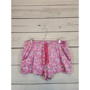 Sleep Chic Women's Pink Floral Print Elastic Waist High Rise Sleep Short Size XL